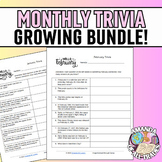 Monthly Trivia Growing Bundle - Grades 6-12 - Quiz Bowl or