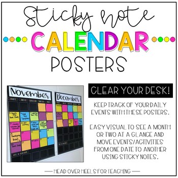 Preview of Monthly Wall Calendar Using Sticky Notes