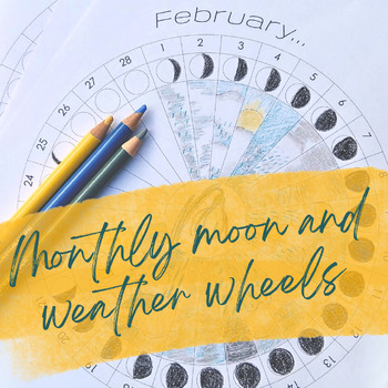 Preview of Monthly Weather & Moon Study Phenology Wheel Templates - Nature Curriculum