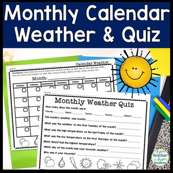 Monthly Weather Tracking Calendars and Weather Calendar Quiz | Weather ...