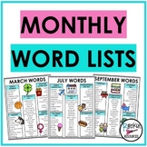 Monthly Word Lists