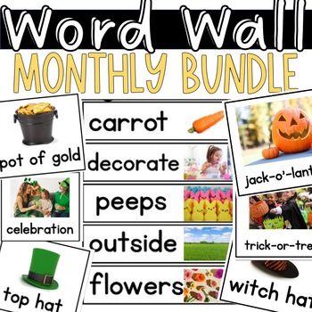 Preview of Monthly Word Wall Growing Bundle  Writing Center Kindergarten 1st Grade