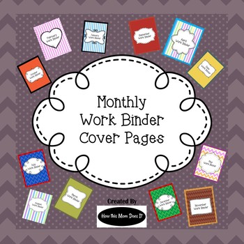 Preview of Monthly Work Binder Covers - Patterns