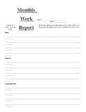 Monthly Work Report - Montessori Form