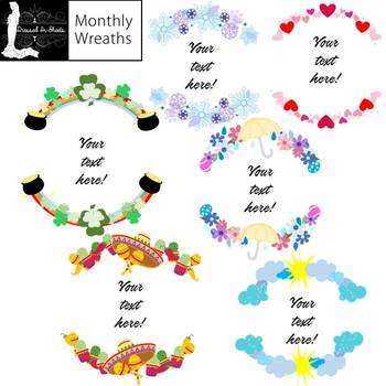 Preview of Monthly Wreaths Clipart Set