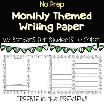 Preview of Seasonal/Monthly Writing Assessments w/ Fun Borders to Color In! Print and Go!