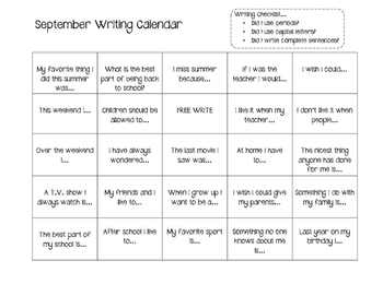 Monthly Writing Calendar by Dayna Ryan | Teachers Pay Teachers