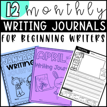 Preview of Monthly Writing Journal | 12 Packets | Worksheets | Centers