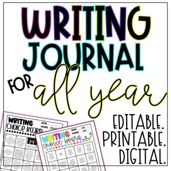 Preview of Monthly Writing Journal Choice Boards | EDITABLE. PRINTABLE. DIGITAL.
