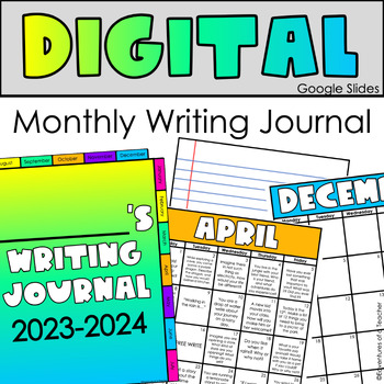 Preview of Monthly Writing Journal- Digital: Google Slides and Seesaw