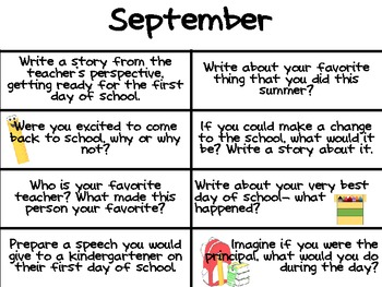 Monthly Writing Journal Prompts by SSSTeaching | TpT