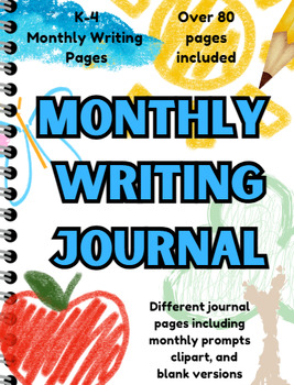 Preview of Monthly Writing Journal | Writing Prompts | Writing Portfolio (Aug-June)