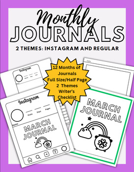 Preview of Monthly Writing Journals-2 Themes (Instagram and Regular)