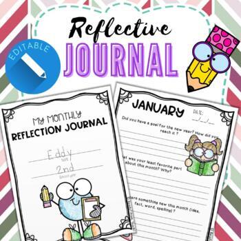 EDITABLE Reflection Journal Monthly Prompts Goals setting Writing ...