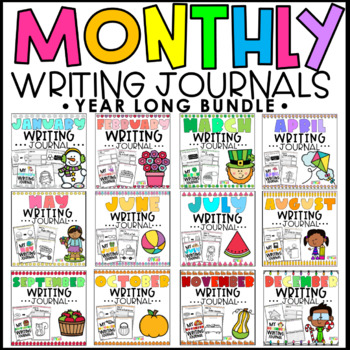 Monthly Writing Journals Year Long Bundle by Elementary Littles | TpT