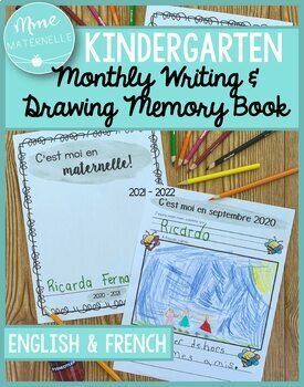 Preview of French & English Monthly Writing and Drawing Memory Book Sheets