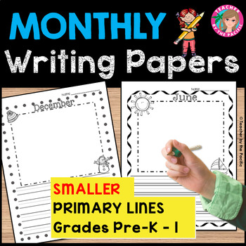 Monthly Writing Papers #1 - NARROWER PRIMARY Lines-Journals, Writing ...