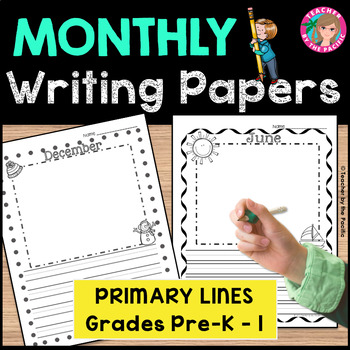 Preview of Monthly Writing Papers #1 PRIMARY Lines + DIGITAL Version for Distance Learning