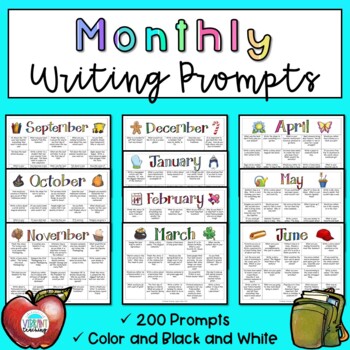 Monthly Writing Prompt Calendars by Vibrant Teaching- Angela Sutton
