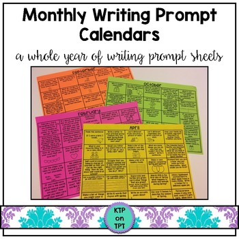 EDITABLE Monthly Writing Prompt Calendars ALL YEAR LONG {First Grade}