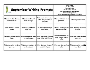 Monthly Writing Prompts by Kelly Hilgeman | TPT