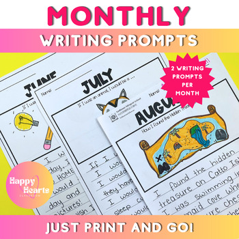 Monthly Writing Prompts (24 Different Prompts!) -- EDITABLE & NON-EDITABLE