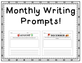 Monthly Writing Prompts by Amanda Giuseppetti | TPT