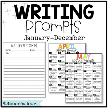 Writing Prompts | Jan-Dec Monthly Writing Prompts by SmooresDoor