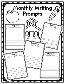 Monthly Writing Prompts- Draw and Write by Crayons with Confetti