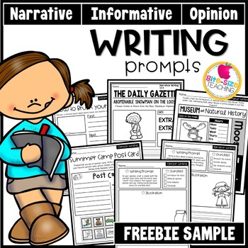 Preview of Writing Prompts FREEBIE SAMPLE | Narrative, Informative, Opinion | PDF/GOOGLE