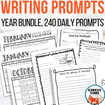 Preview of 240 Unique {NO PREP} Writing Prompt Worksheets, Fun Daily Questions!