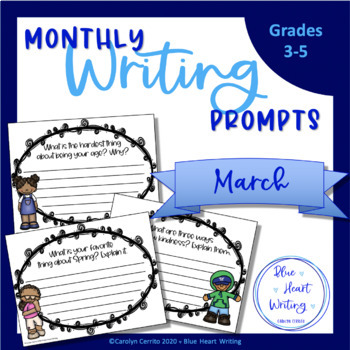 March Writing Prompts by Blue Heart Writing | Teachers Pay Teachers