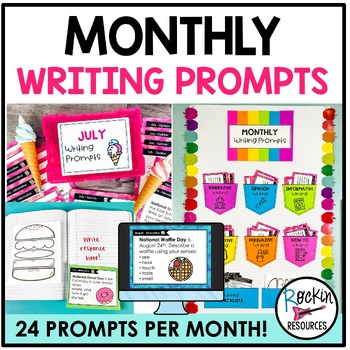 Preview of Monthly Writing Prompts - Writing Center - Writing Activities