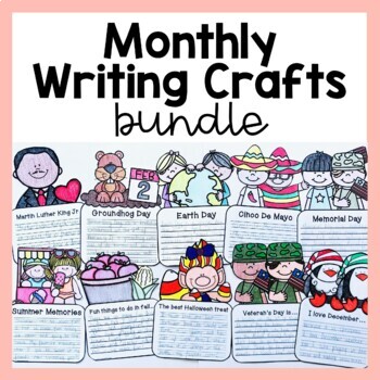 Preview of Monthly Writing Prompts And Crafts Bundle - Monthly Writing Center