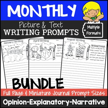 Preview of Monthly Writing Prompts with Pictures | June Picture Writing Prompts