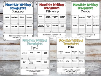 Preview of Monthly Writing Templates - Growing Bundle