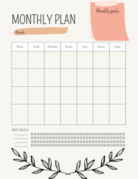 Preview of Monthly and weekly planner