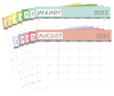 Monthly calendar Aug 2021 - July 2022