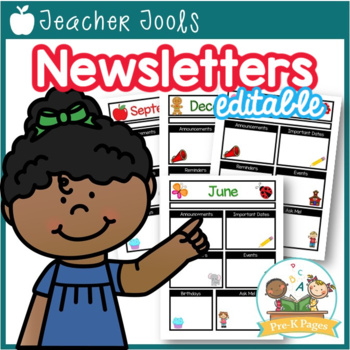 Preview of Monthly or Weekly Class Newsletter Templates with Editable Text Boxes