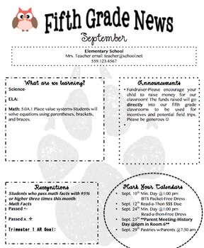 Monthly or Weekly Newsletter Editable Template by Mrs M | TPT