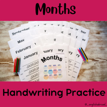 Preview of Months Handwriting Practice - EFL Young Learners