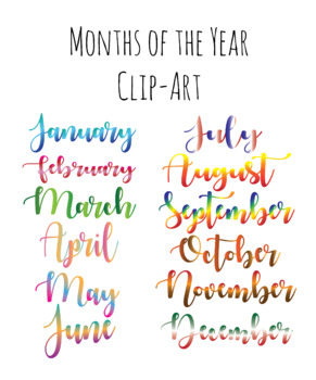 Preview of Months Of The Year Cursive Commercial Use Clip Art