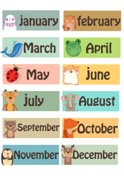 Preview of Months Of The Year Flashcards- Chart