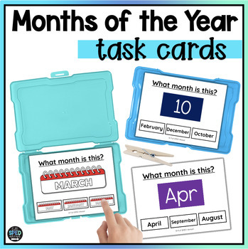 Preview of Calendar Months of the Year Morning Meeting Task Cards for Special Education