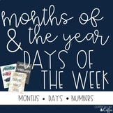 Calendar Months and Days of the Week Cards