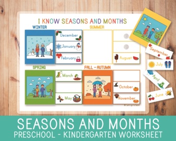 Preview of Months and Seasons Matching Activity, Sorting Game, Months of the Year