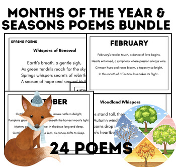 Preview of Months of The Year Poems & Seasons | All Year Poetry Bundle | 24 Poems