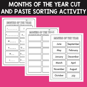 Preview of Months of the Year Cut and Paste Sorting Activity