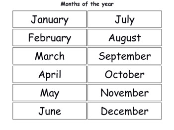 Preview of Months of the Year