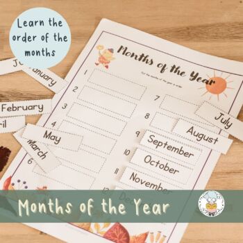 Preview of Months of the Year Calendar Sorting Activity Months in Order